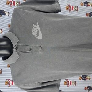 Y2K Nike Swoosh logo smoke gray 2 button LG casual polo shirt